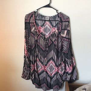 Boho Top w/ Pink Accents
